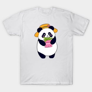 Cute panda bear holding a plant T-Shirt